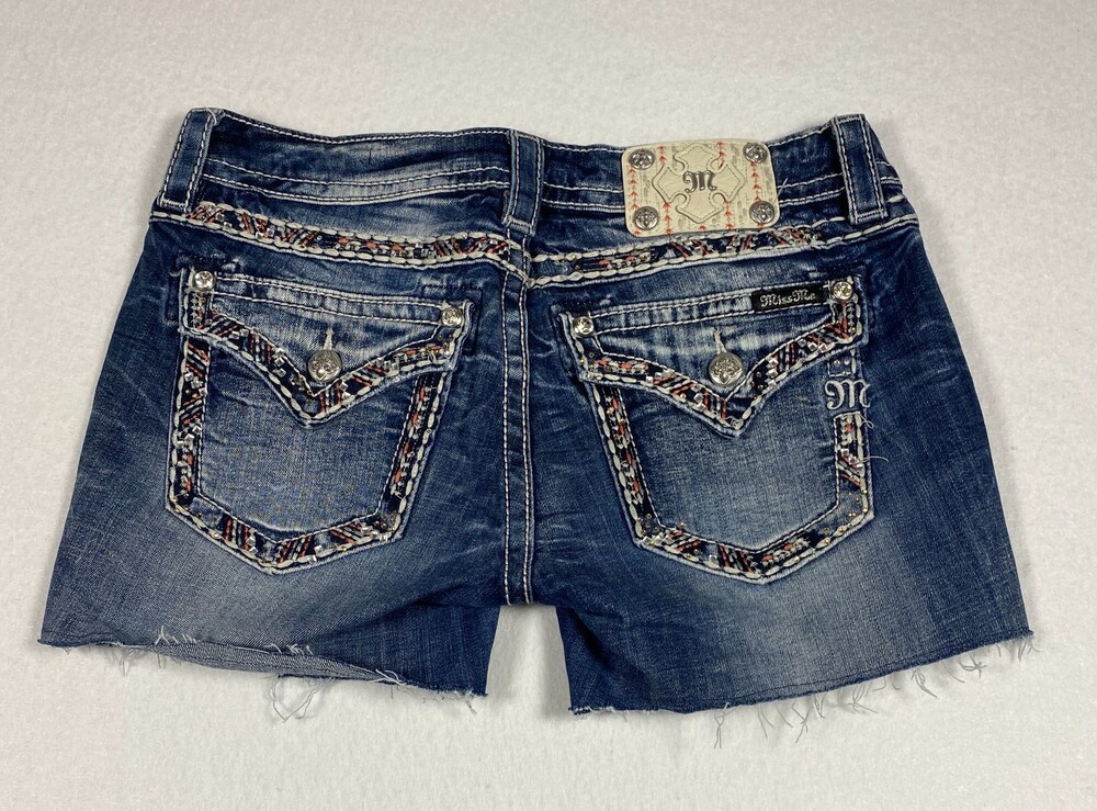 Miss Me Women's Shorts, Size 29 Embllished Flap Pocket Rhinestone Y2K